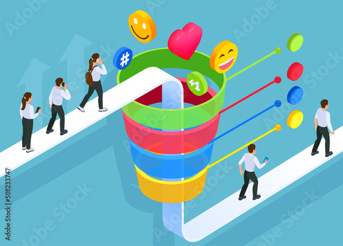 Sales Funnel Infographics With Customers