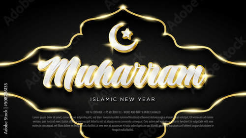 Islamic new year 3d style text effect, muharram text effect