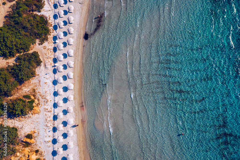 Panoramic View Of Sandy Beach And Sea With Azure Water In Villasimius Sardinia Sardegna 4148