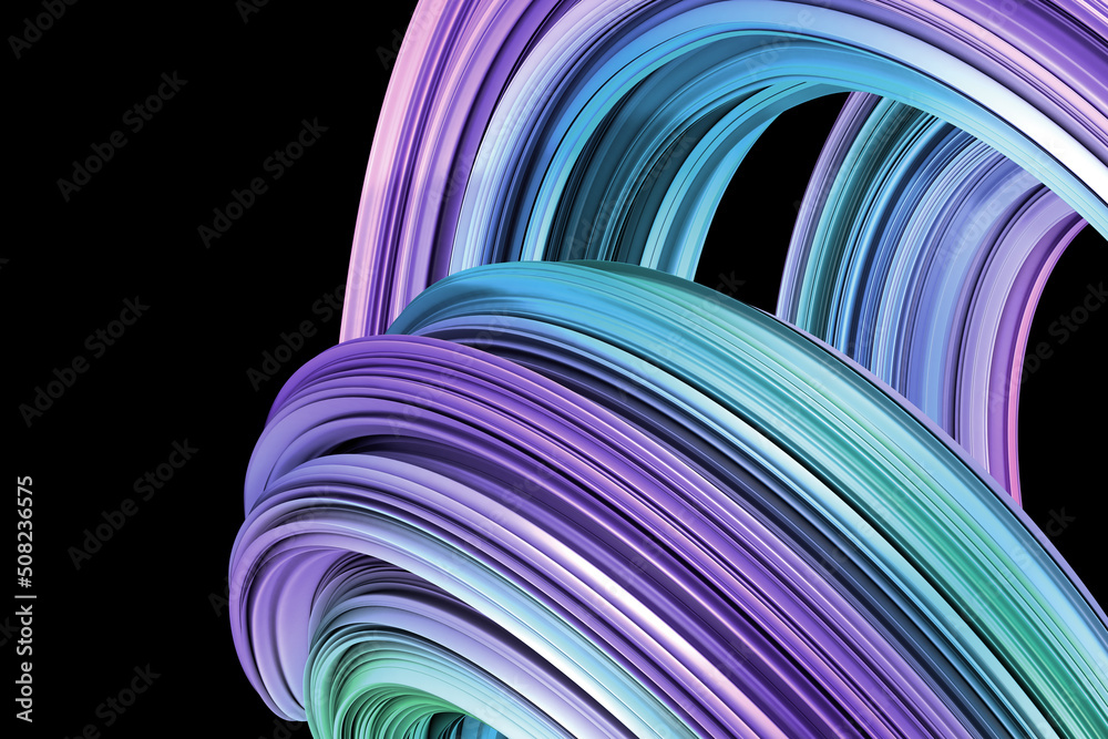 Abstract background 3D rendering. Colorful twisted shapes in motion ...