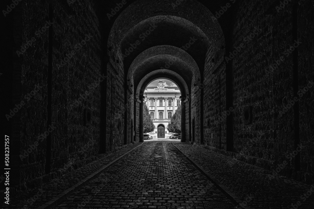 Dark gate is tunnel located near Esztergom basilica in Hungary