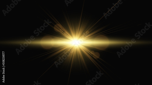 Gold star burst. Golden glitter light effect. Vector illustration