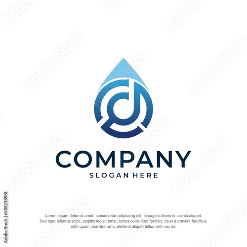 water pipe logo initial d premium vector