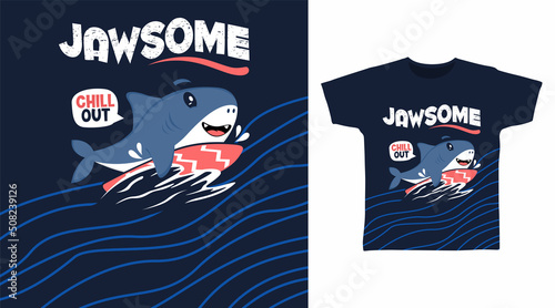 Cute jaw surf cartoon tshirt art design