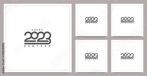 Set of Happy New Year 2023 logo design. 2023 New Year design template