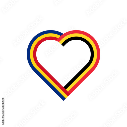 unity concept. heart ribbon icon of romania and belgium flags. vector illustration isolated on white background