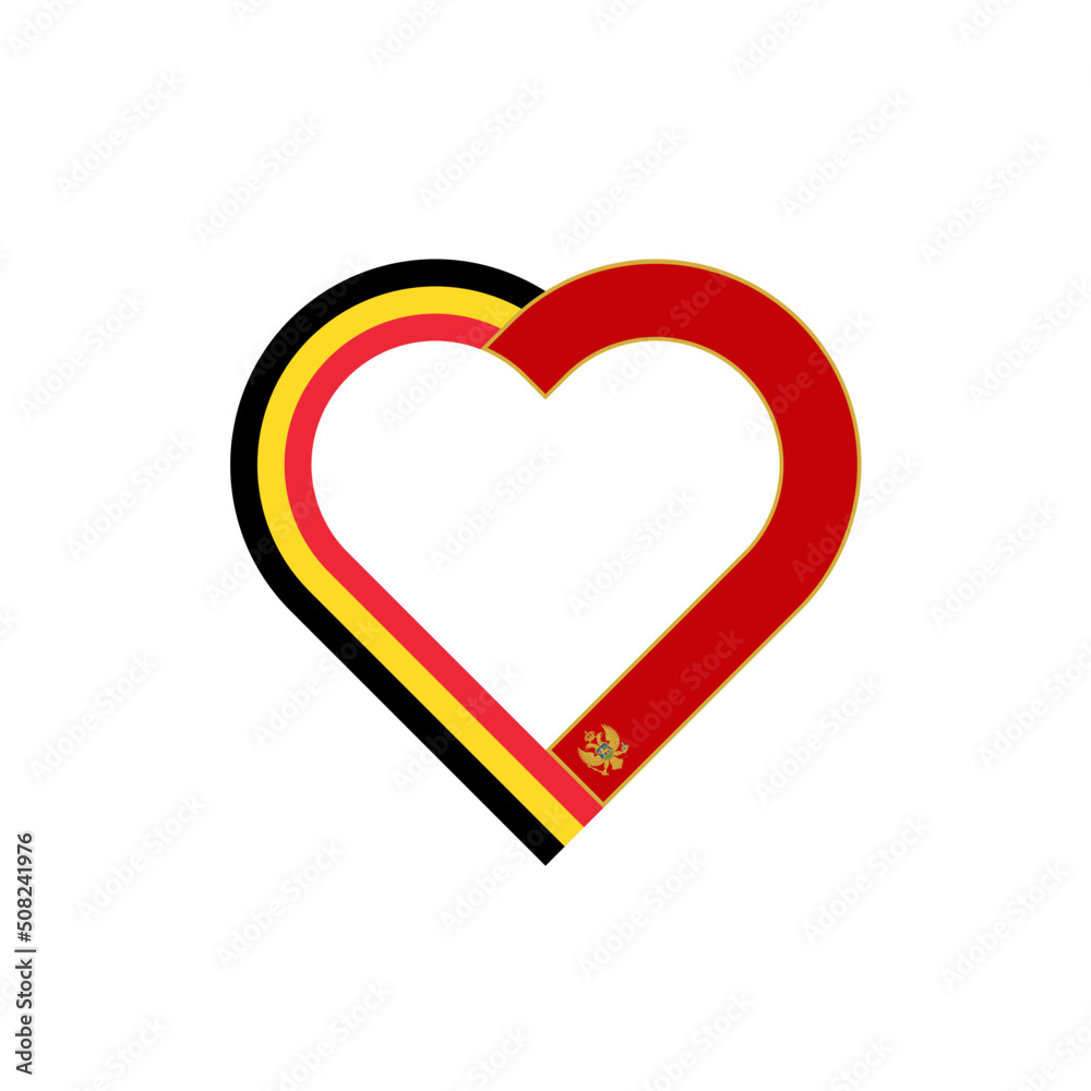 unity concept. heart ribbon icon of belgian and montenegro flags. vector illustration isolated on white background unity concept. heart ribbon icon of belgian and montenegro flags. vector illustration isolated on white background