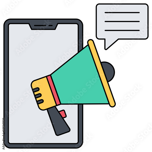 News Alert Concept, Mobile Messaging broadcast vector color icon design, Digital Marketing symbol, Search Engine Optimization Sign, SEO and SMM stock illustration