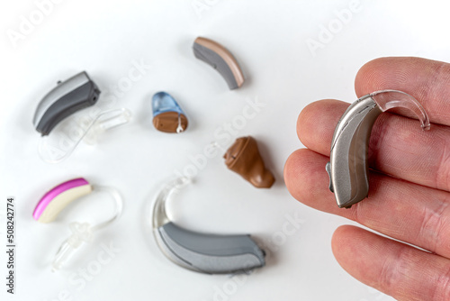 In-ear hearing aid, invisible medical material photo