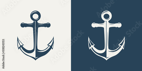 Vector Hand drawn Anchor Icon Set Isolated. Design Template for Tattoos, Tshirt, Logo, Labels. Monochrome Anchor SilhouetteTemplate. Antique Vintage Marine Anchors