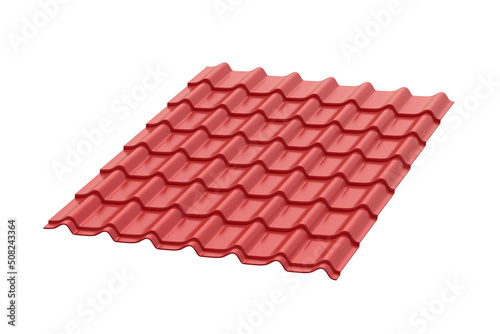 Metal roof tile isolated on white background. 3d render