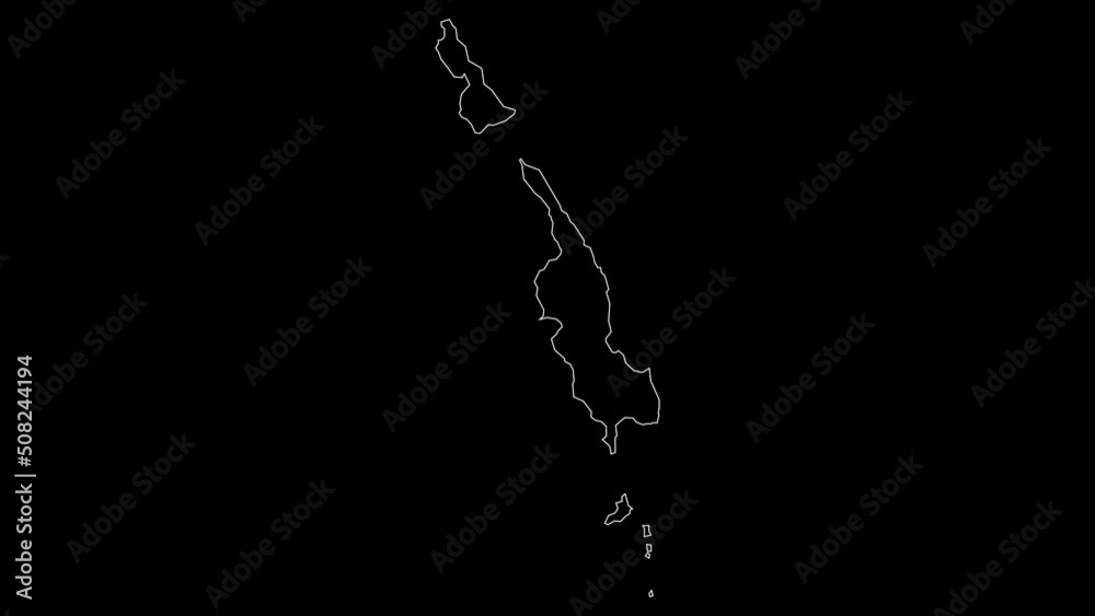 Iles Belep province map of New Caledonia outline animation Iles Belep province map of New Caledonia outline animation