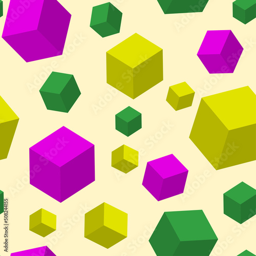 seamless geometric pattern with cubes,3d,pattern,vector,illustration