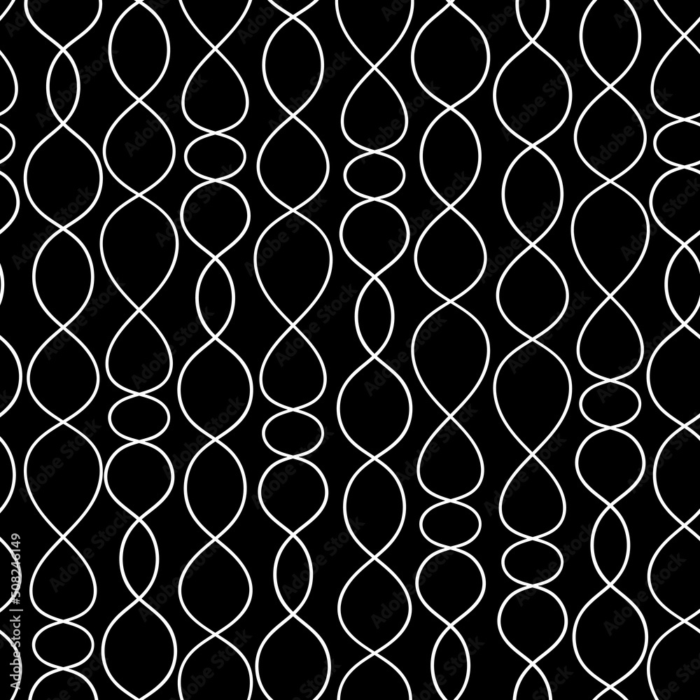 Fototapeta premium Endless pattern of hand drawn white thin chains black square background