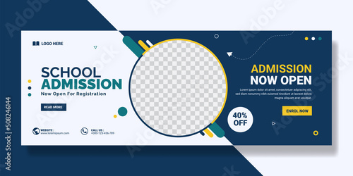 School admission social media cover or web banner template