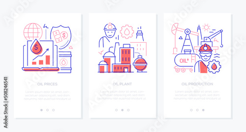 Oil and gas industry - line design style banners set