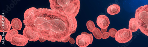 Pox, Mpox (monkey pox) or poxviridae virus flow with DNA inside. 3d visualization on dark background photo