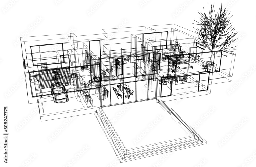 Sketch of a house vector illustration Sketch of a house vector illustration