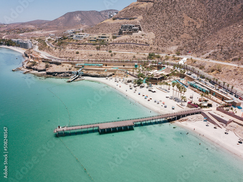 Aerial view of Playa El Coromuel, La Paz, Baja California Sur
