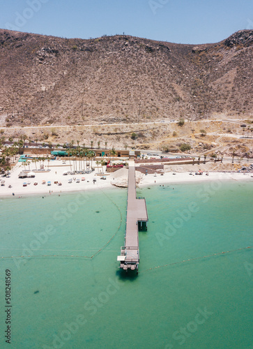 Aerial view of Playa El Coromuel, La Paz, Baja California Sur