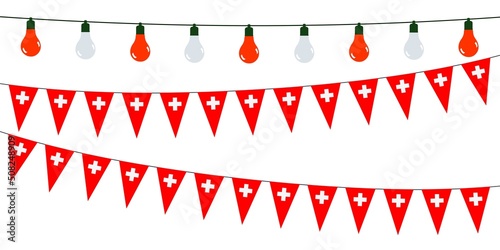 3D Garlands of Switzerland on a white background	