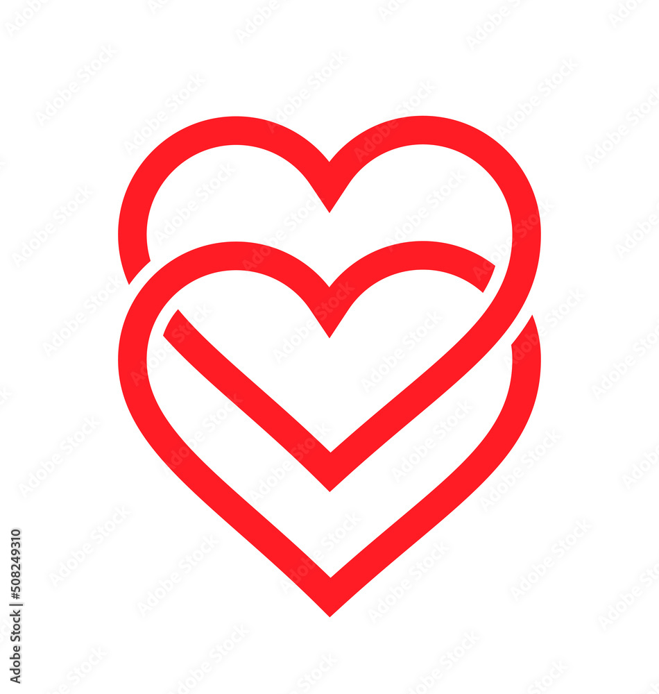 two twin red valentines hearts linked together two twin red valentines hearts linked together