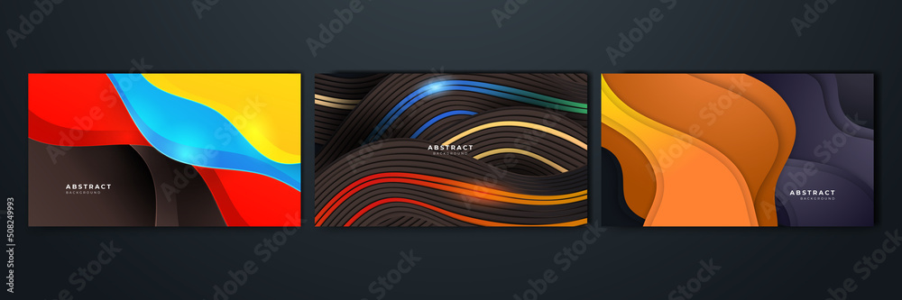 Set of gradient flowing geometric pattern background texture for poster cover design. Minimal color abstract gradient banner template. Modern vector wave shape for brochure Set of gradient flowing geometric pattern background texture for poster cover design. Minimal color abstract gradient banner template. Modern vector wave shape for brochure
