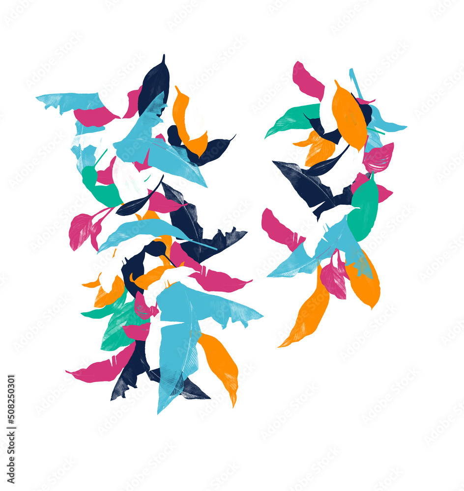 Obraz premium mixed tropical leaf print design