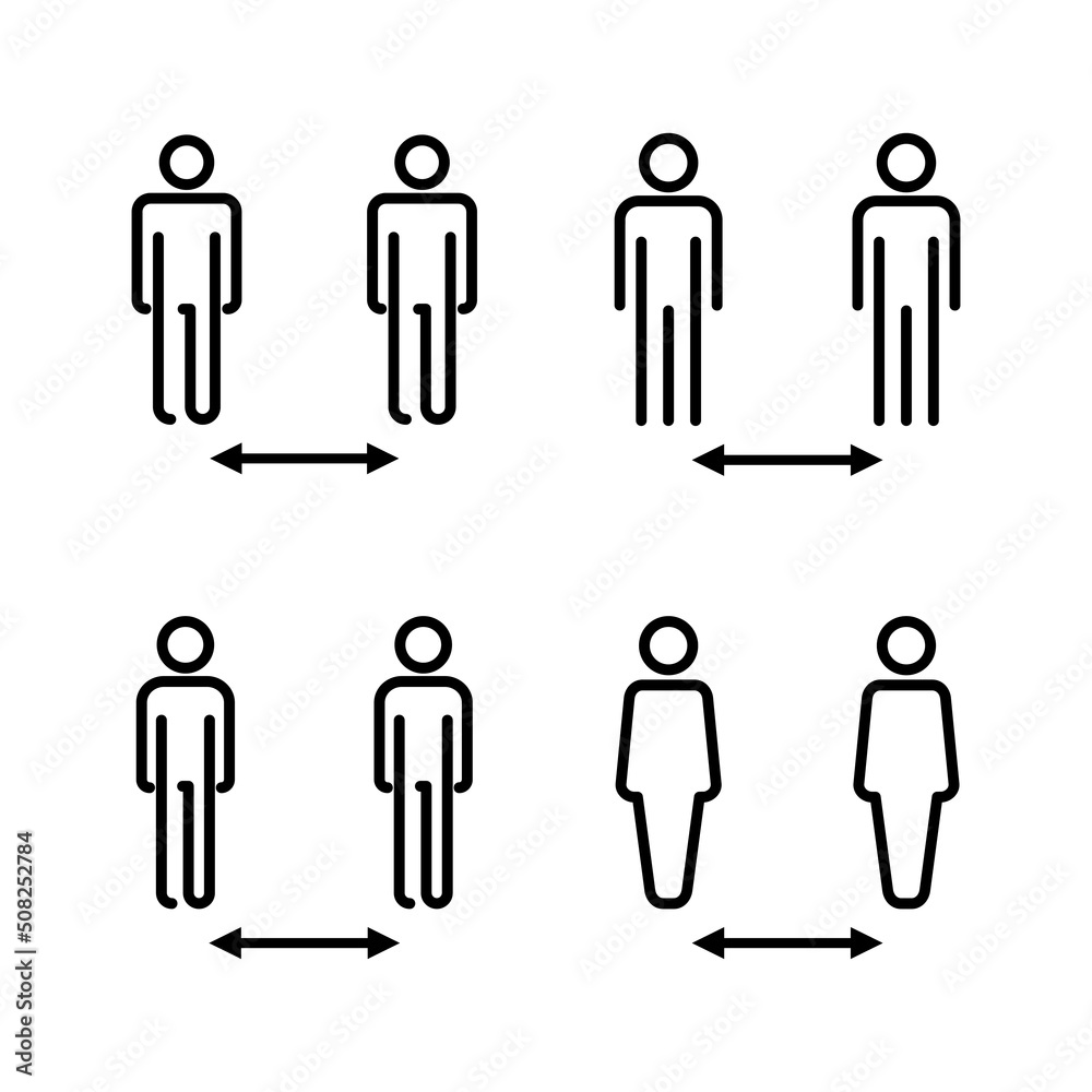 Social distance icon vector. social distancing sign and symbol. self quarantine sign Social distance icon vector. social distancing sign and symbol. self quarantine sign