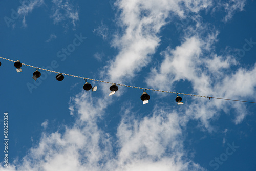 Buddhist Tibetan ring with blue sky