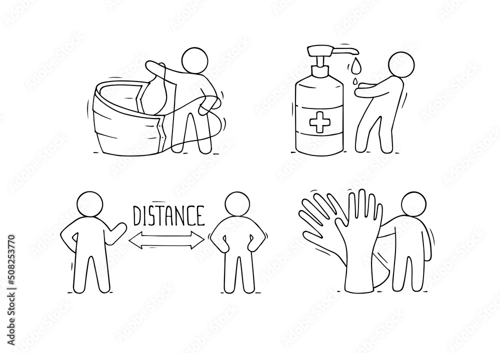 Cartoon icon set - disease prevention.