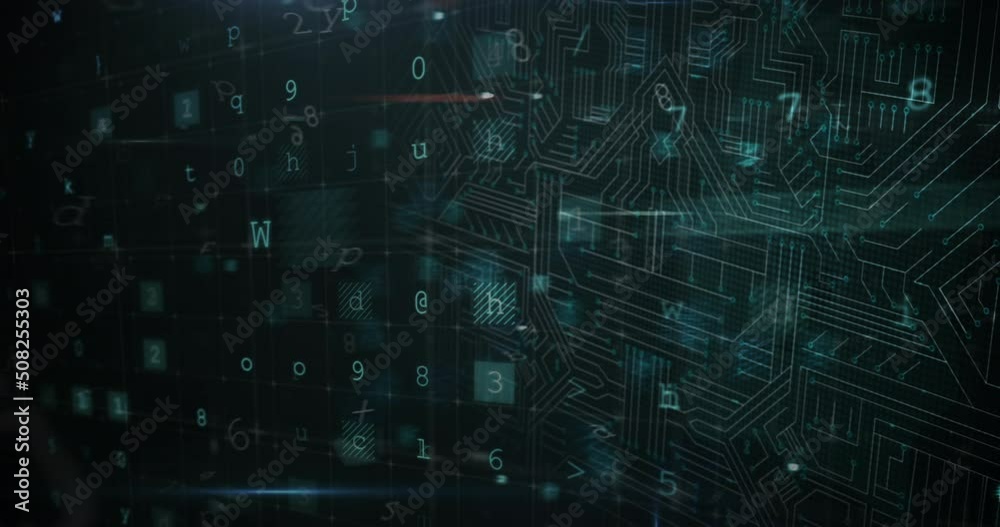 Cyber security data processing against security padlock icon and microprocessor connections