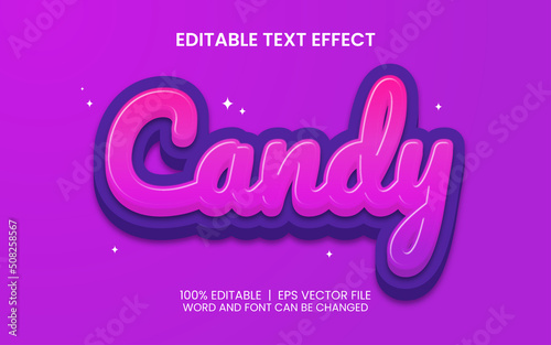 editable text effect with cute candy style