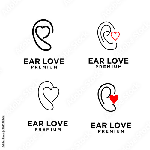 set love ear healthcare Logo Template Vector Icon