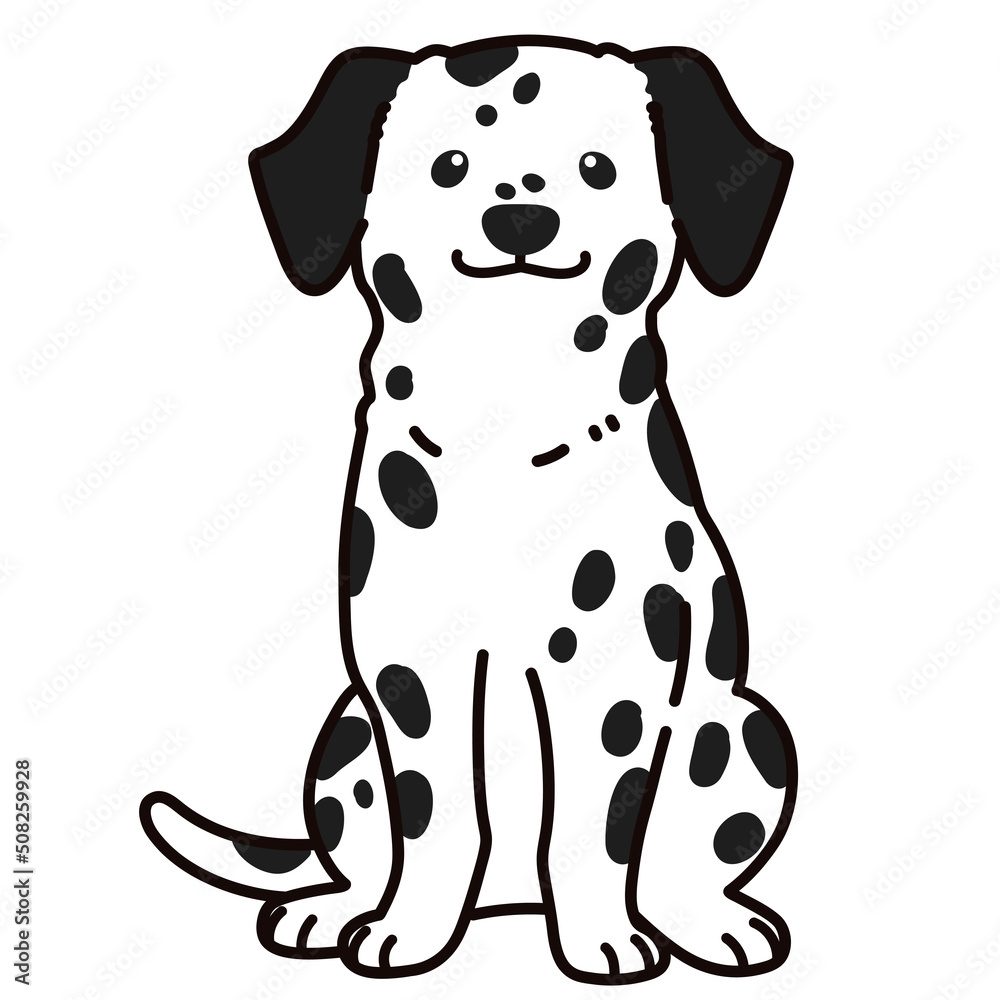 Fototapeta premium Cute and simple illustration of Dalmatian Dog sitting in front view