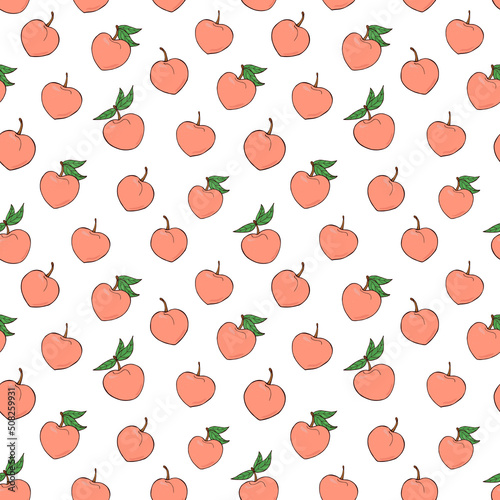 Seamless vector pattern of peaches. Decoration print for wrapping, wallpaper, fabric, textile.