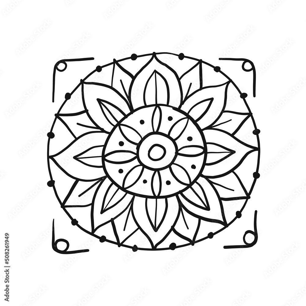 Decorative hand drawn floral mandala for your design Decorative hand drawn floral mandala for your design