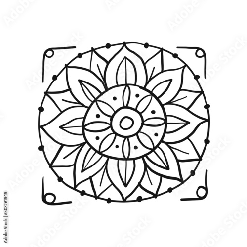Decorative hand drawn floral mandala for your design
