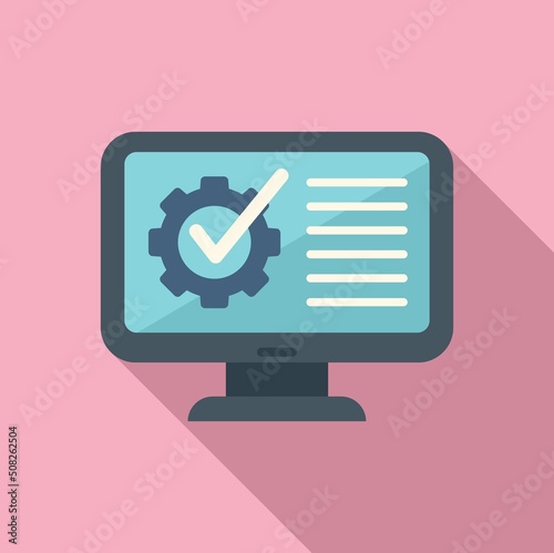 Expertise monitor icon flat vector. Quality expert