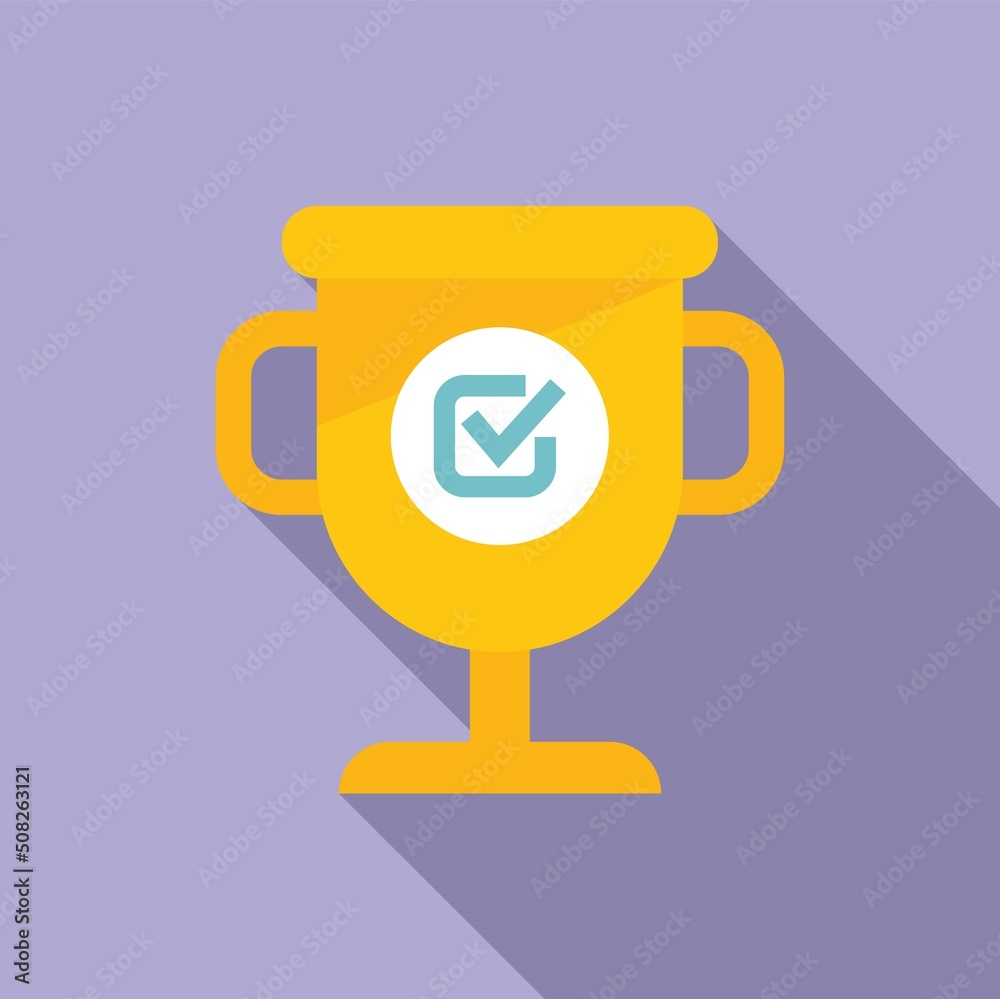 Gold cup expertise icon flat vector. Complete work Gold cup expertise icon flat vector. Complete work