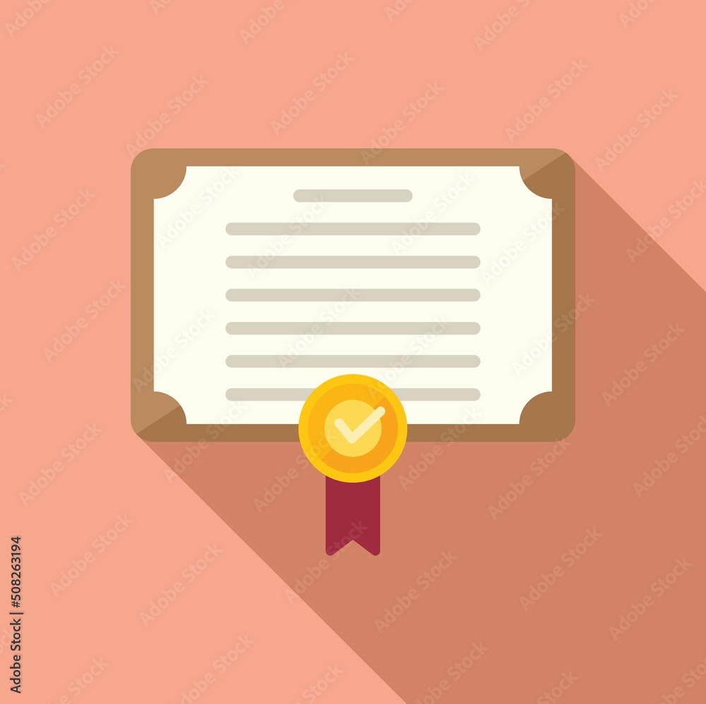 Expertise diploma icon flat vector. Work trust Expertise diploma icon flat vector. Work trust