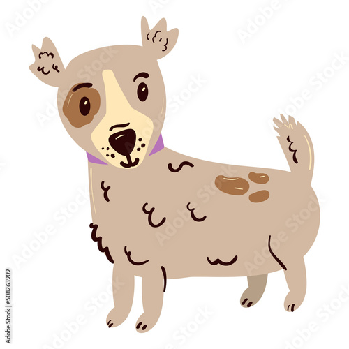 Cute dog hand drawn vector naive art