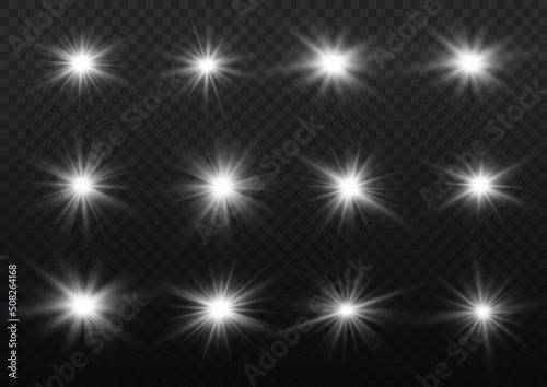 Fotografie, Obraz Glowing white lights, star sparkl, sun light lens
