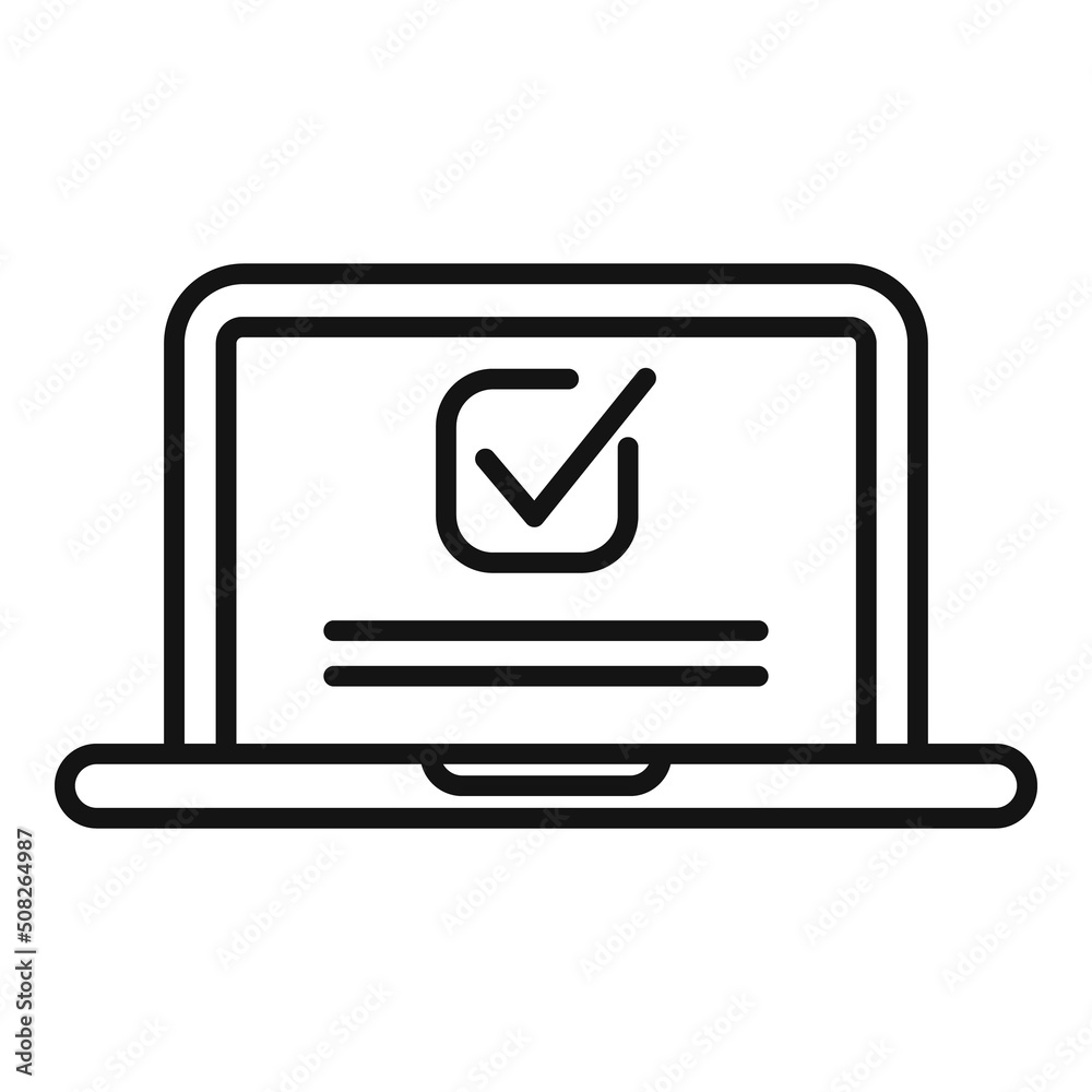 Laptop expertise icon outline vector. Quality expert