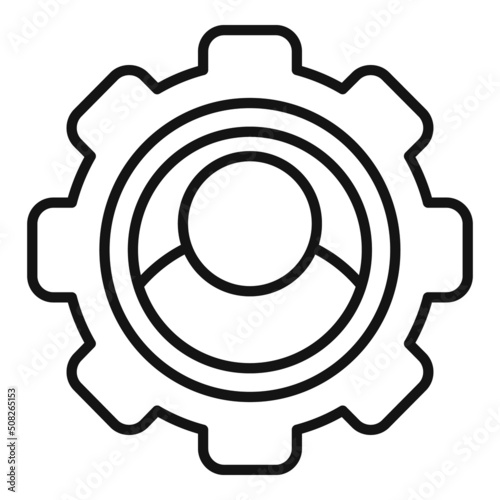 Gear man expertise icon outline vector. Business expert
