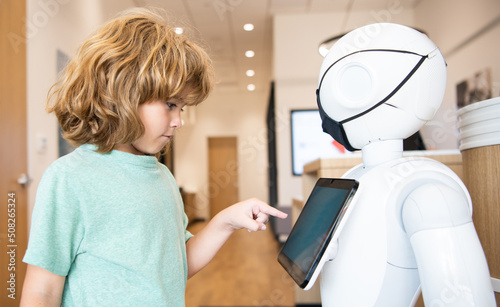 child interact with robot artificial intelligence, communication