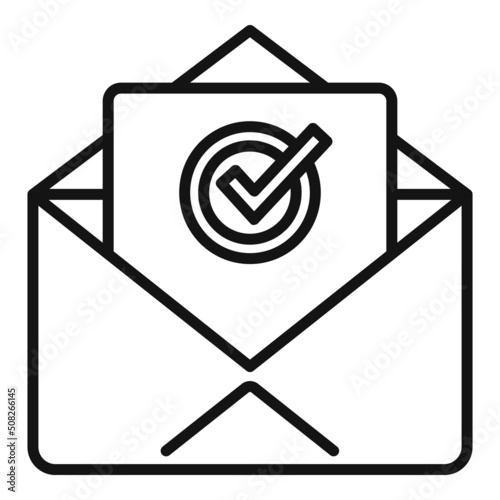 Approved mail icon outline vector. Business quality