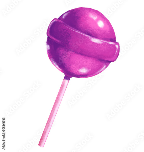 Grape purple lollipop stick sweet sugar candy digital painting illustration