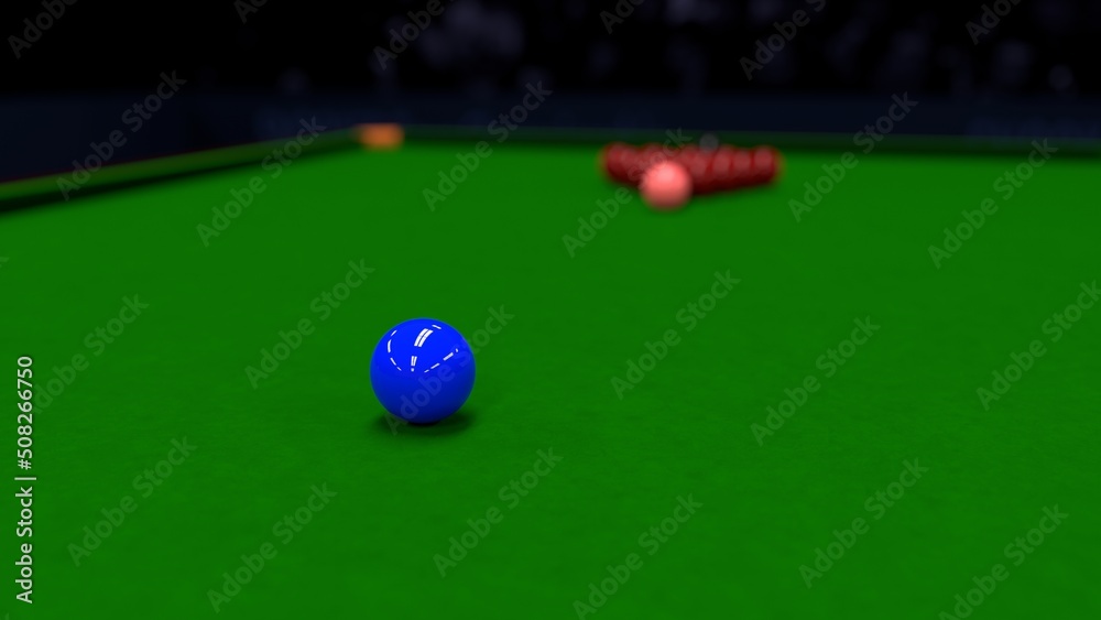Snooker ball on the green table. Colored balls for playing snooker on a green cloth of a billiard table. 3d rendering. Snooker ball on the green table. Colored balls for playing snooker on a green cloth of a billiard table. 3d rendering.