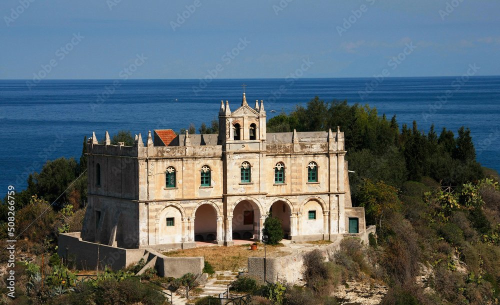 Fototapeta premium The Church Santa Maria dell Isola in Tropea in Calabria, Italy, Europe